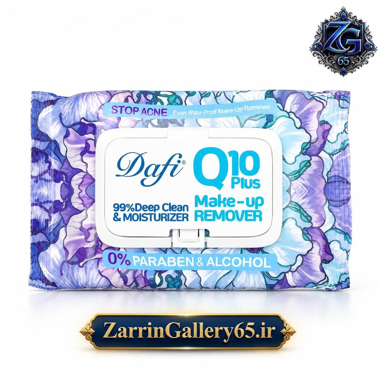دستمال مرطوب پاک‌کننده آرایش Q10 دافی 50 برگی